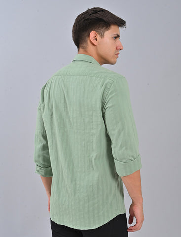 Shop Men's Light Olive Striped Shirt Online