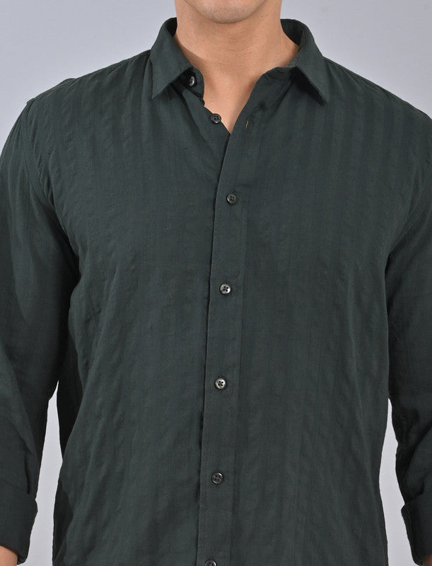 Shop Men's Bottle Green Striped Shirt