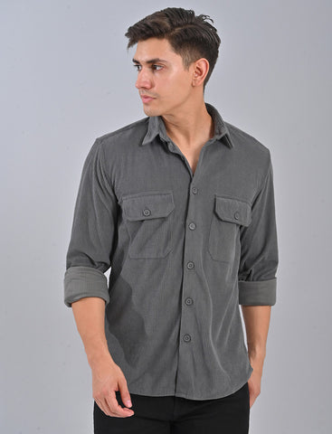 Men's Dark Grey Corduroy Shirt