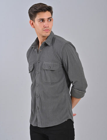 Buy Men's Dark Grey Corduroy Shirt