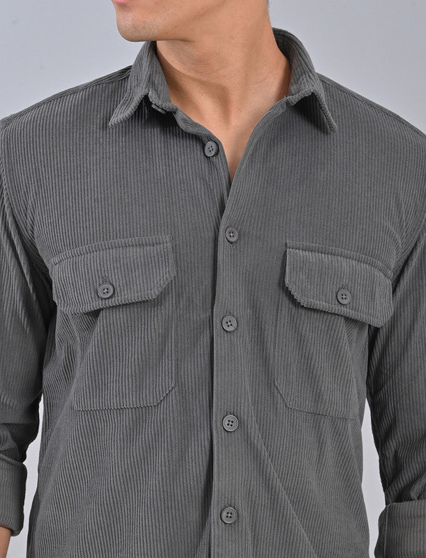 Shop Men's Dark Grey Corduroy Shirt