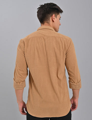 Native Bull Biscuit Brown Corduroy Double Pocket Shirt