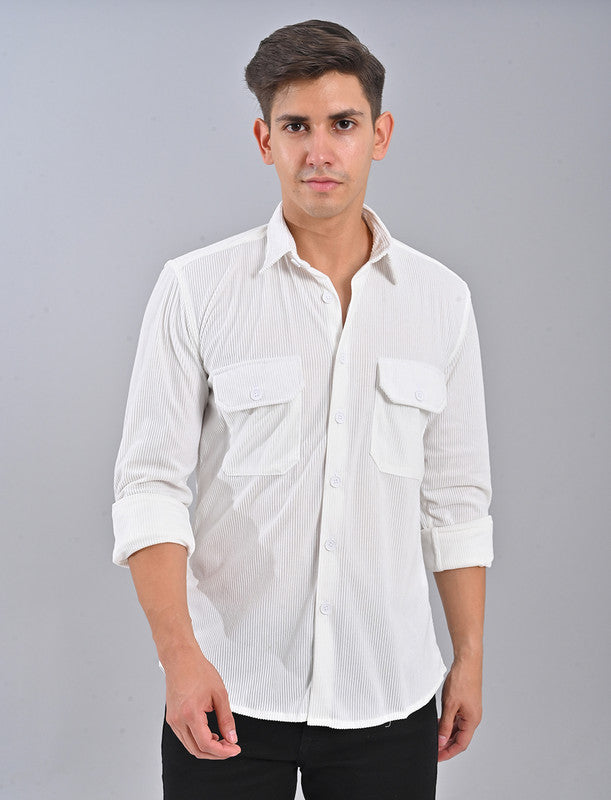 Men's White Corduroy Shirt