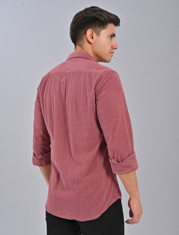 Buy Men's Peach Pink Corduroy Shirt Online