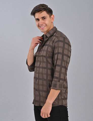 Buy Native Bull Grey Brown Checked Shirt