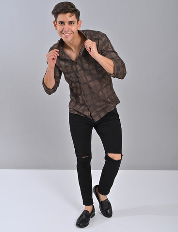 Buy Grey Brown Checked Shirt Online