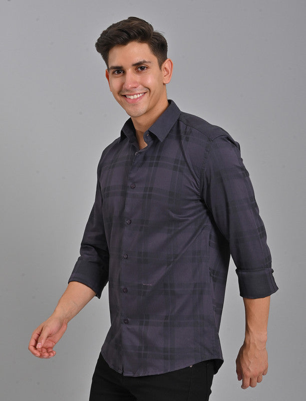 Shop Native Bull Dark Purple Checked Shirt