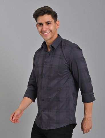 Shop Native Bull Dark Purple Checked Shirt