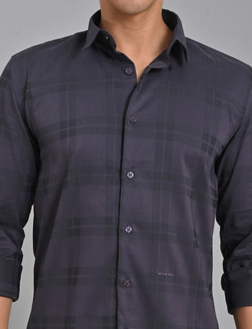 Buy Native Bull Dark Purple Checked Shirt