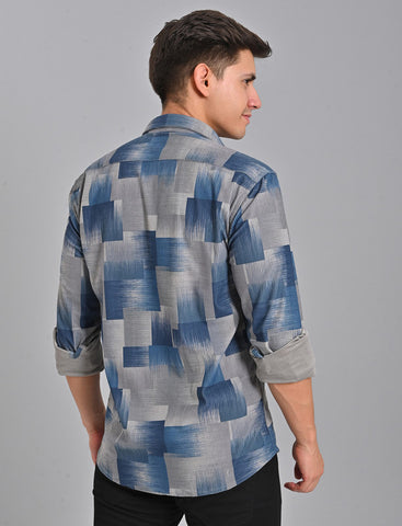 Buy Men's Grey Blue Corduroy Shirt Online