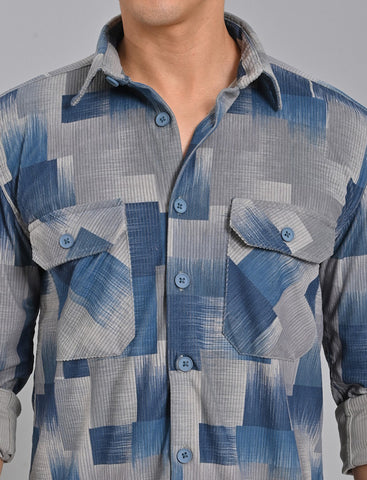 Shop Men's Grey Blue Corduroy Shirt