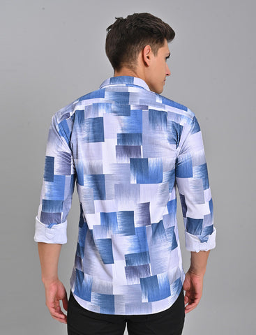 Shop Men's White Blue Corduroy Shirt Online