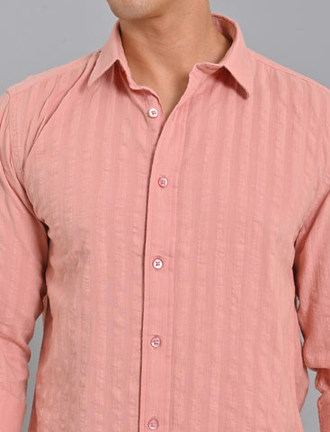 Shop Men's Peach Pink Striped Shirt