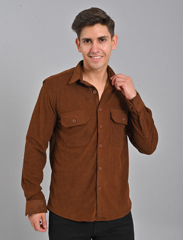 Men's Choco Brown Corduroy Shirt