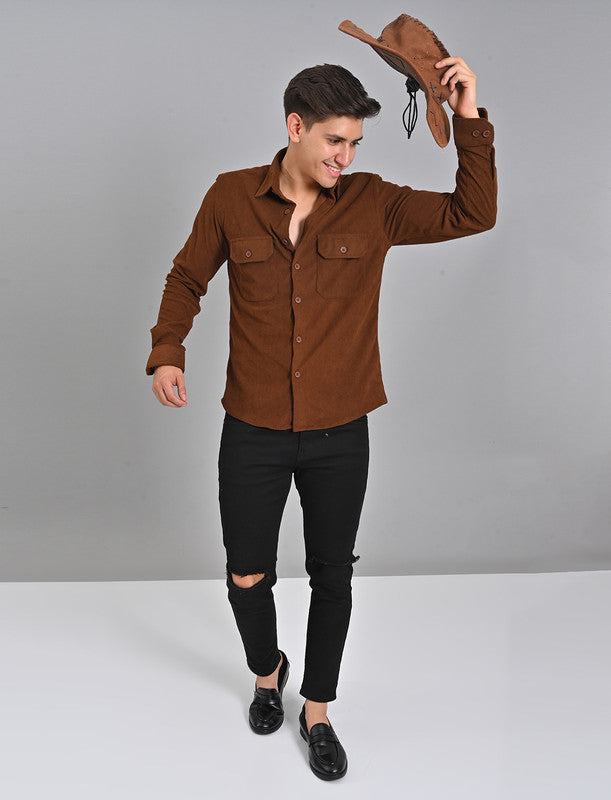 Men's Choco Brown Corduroy Shirt Online