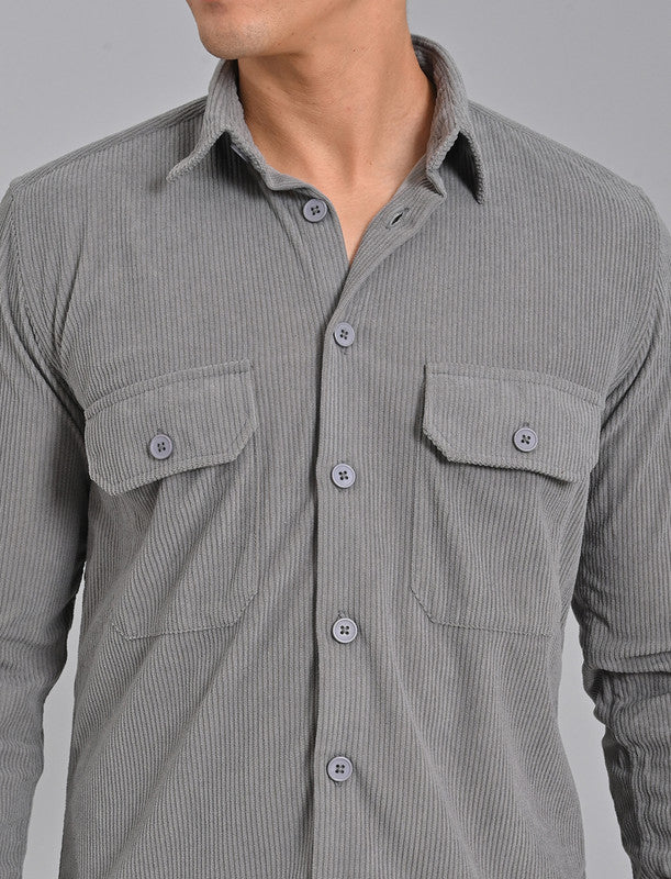 Shop Men's Grey Corduroy Shirt