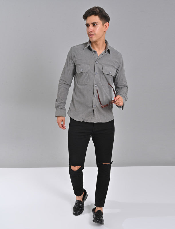 Men's Grey Corduroy Shirt Online