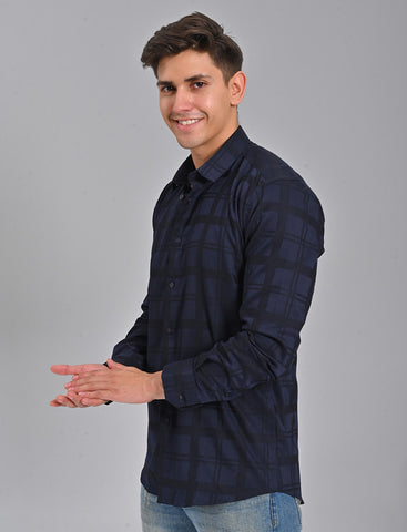 Shop Native Bull Dark Navy Checked Shirt