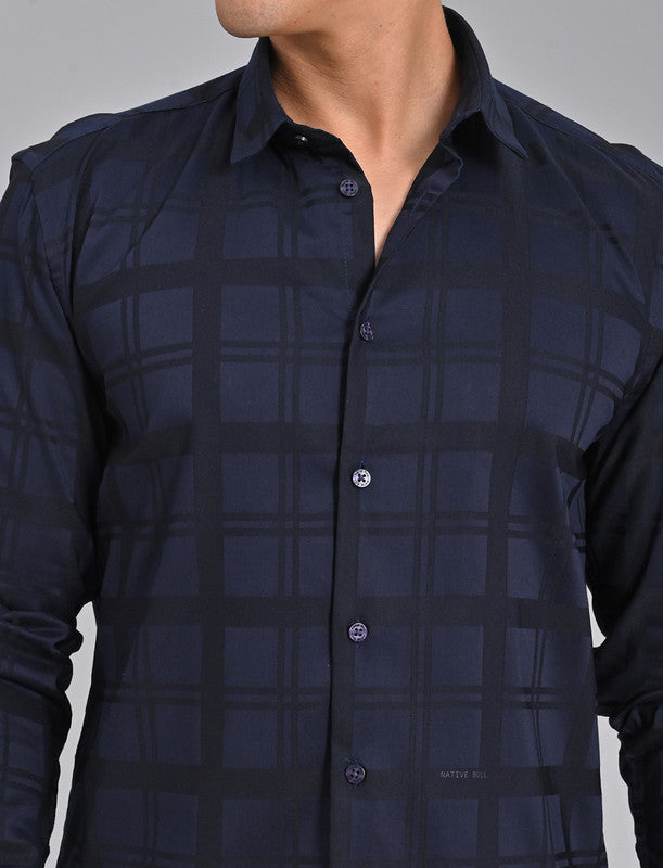 Buy Native Bull Dark Navy Checked Shirt