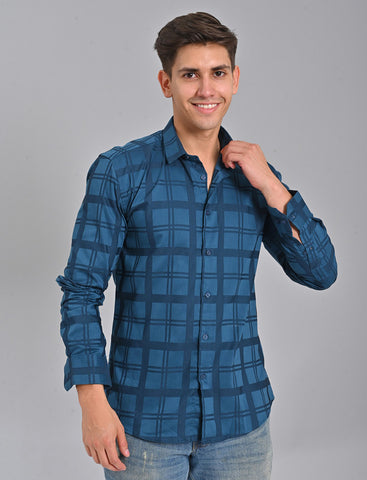 Native Bull Dark Blue Checked Shirt