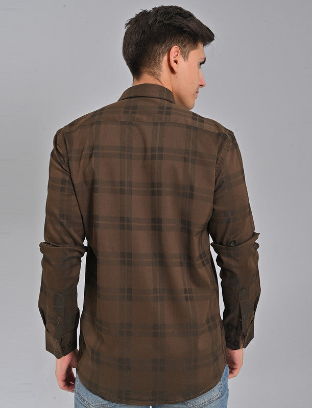 Black Brown Full Sleeve Checked Men's Shirt