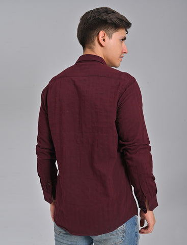 Buy Men's Burgundy Striped Shirt Online