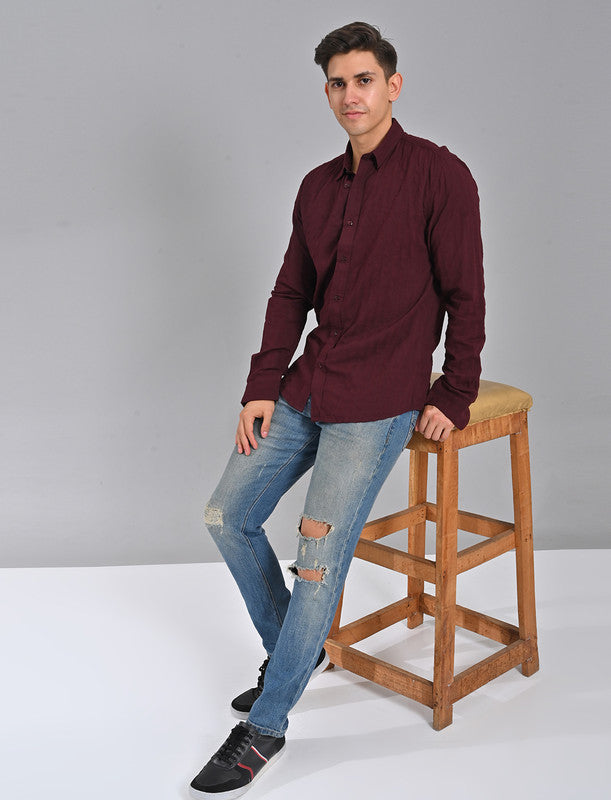 Men's Burgundy Striped Shirt Online