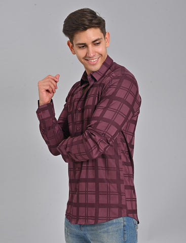 Buy Native Bull Burgundy Checked Shirt