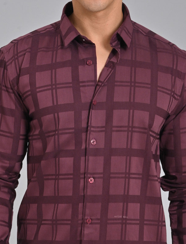 Shop Native Bull Burgundy Checked Shirt