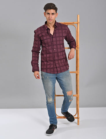 Buy Native Bull Burgundy Checked Shirt Online