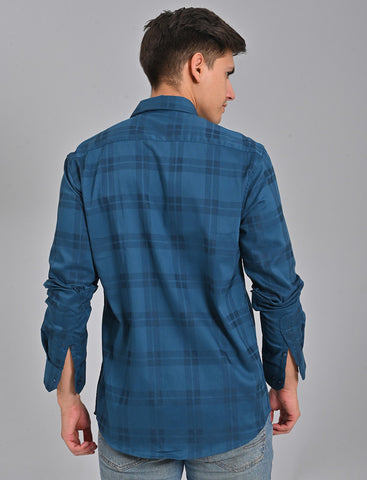 Blue Checked Full Sleeve Men's Shirt