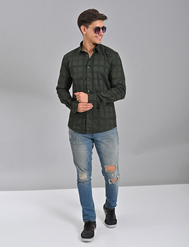 Shop Bottle Green Checked Shirt Online