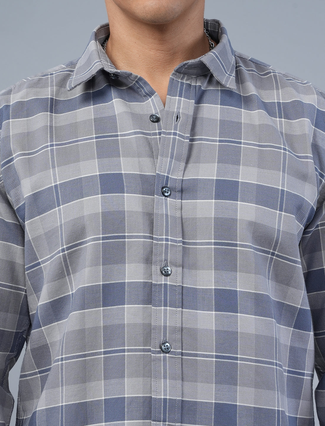 Buy Blue Woven Cotton Checked Shirt For Men