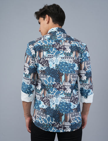 Buy Graphic Sea Blue Printed Shirt For Men