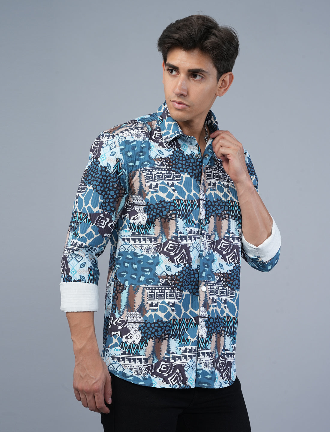 Shop Graphic Sea Blue Printed Shirt For Men