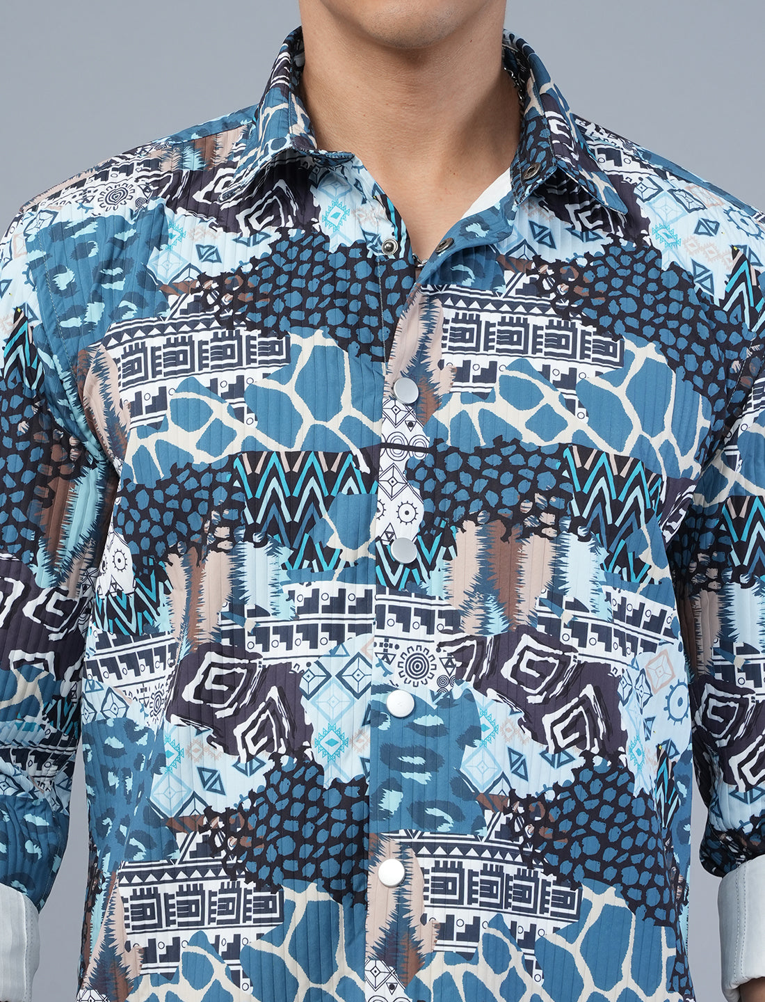 Graphic Sea Blue Printed Shirt Online Shopping