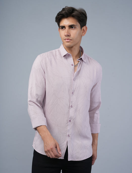 Casual Pink Full Sleeve Slim Fit Shirt