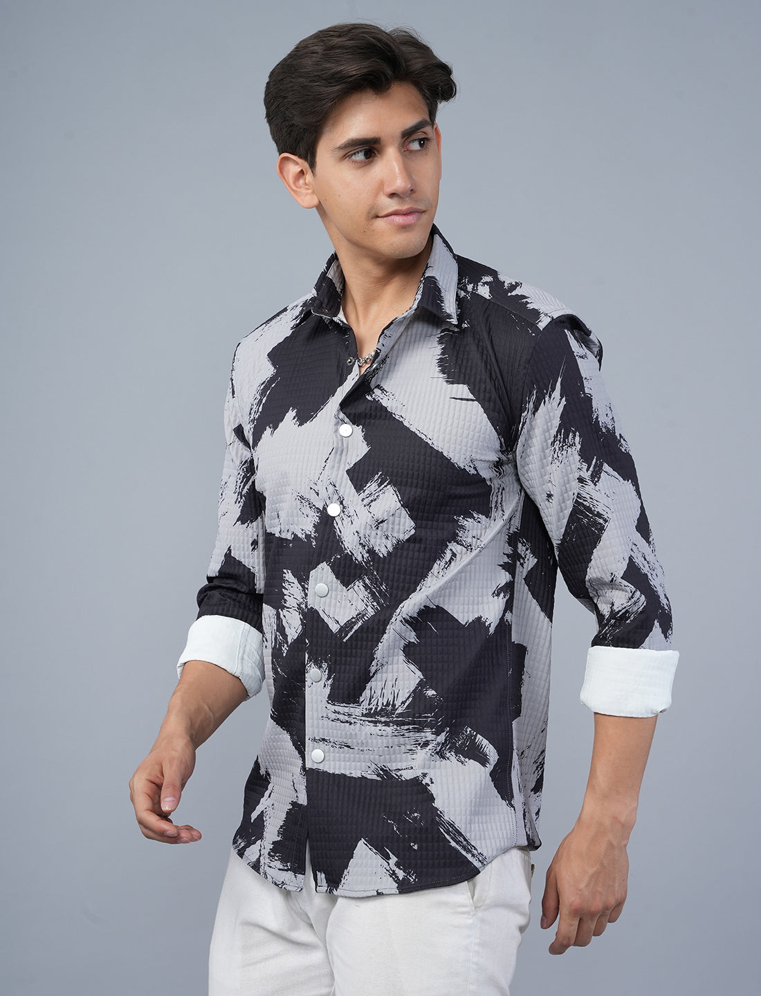 Bold Black Printed Full Sleeve Shirt Online Shopping