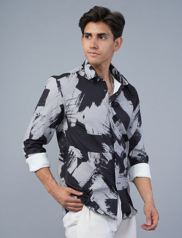 Designer Bold Black Full Sleeve Men's Shirt Online