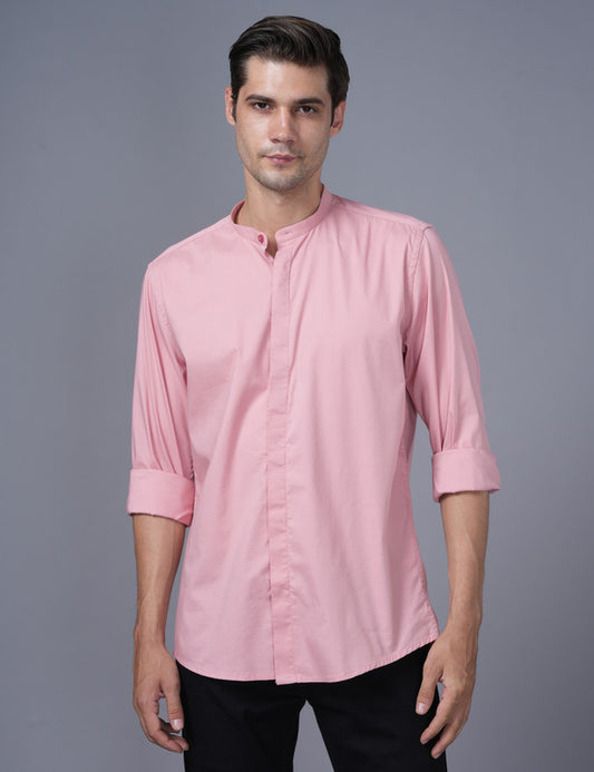 Native Bull Light Pink Mandarin Collar Shirt