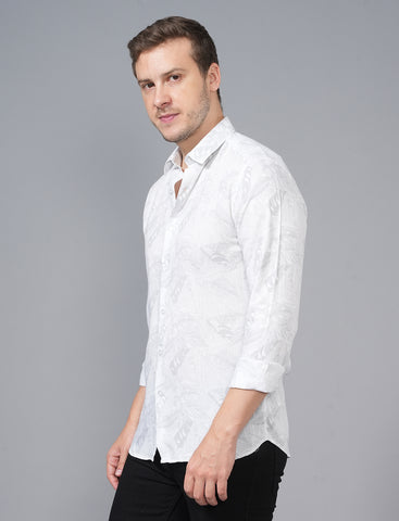 Buy White Full Sleeve Printed Shirt For Men 