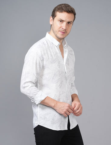 Shop White Full Sleeve Printed Shirt For Men