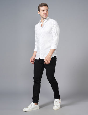 Shop White Floral Full Sleeve Shirt For Men Online
