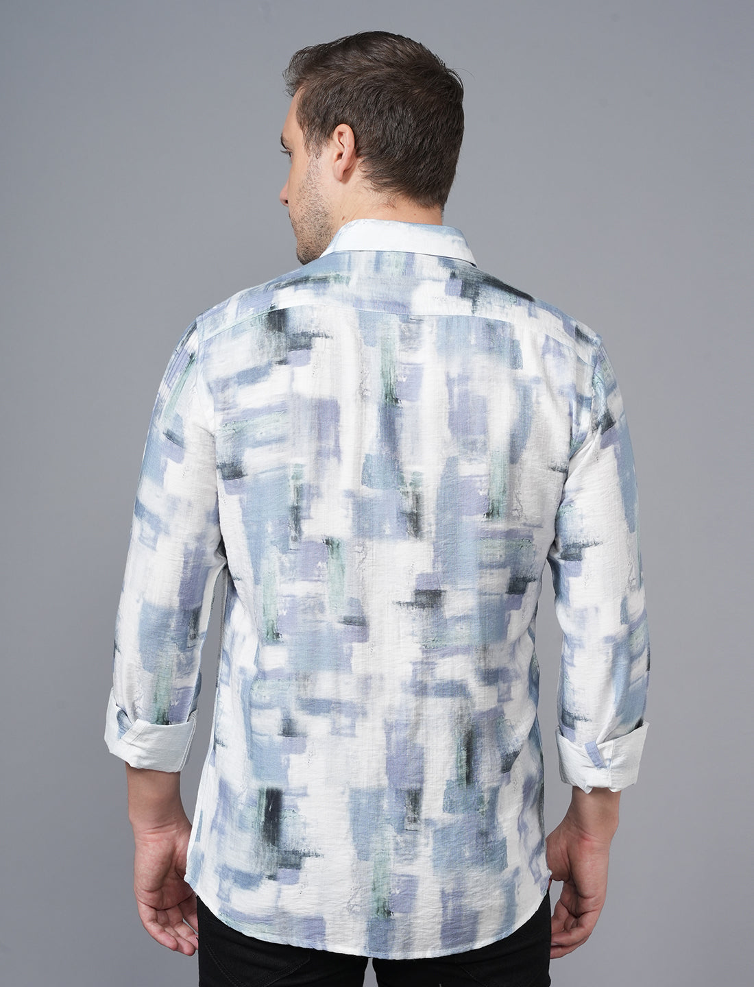 Buy Blue White Designed Printed Shirt for men Online