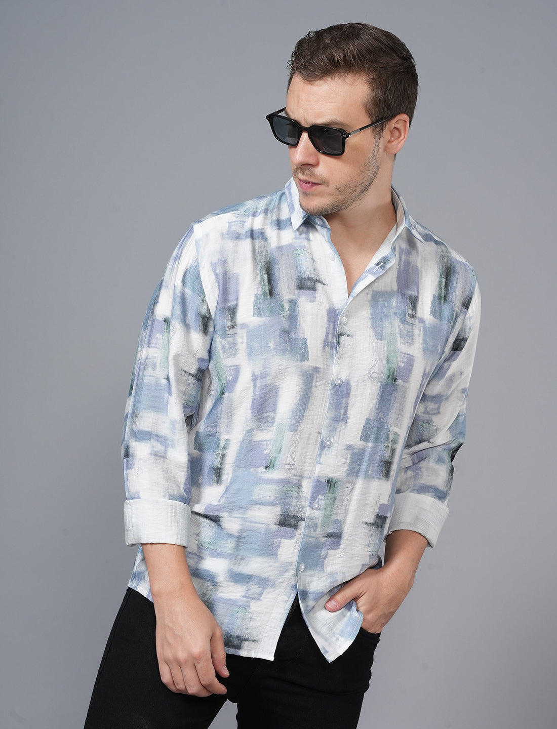 Blue White Printed Shirt for men Online Shopping