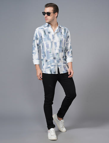 Blue White Designer Men's Shirt Online