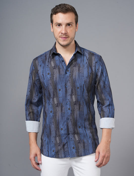 Dark Blue Full Sleeve Printed Shirt