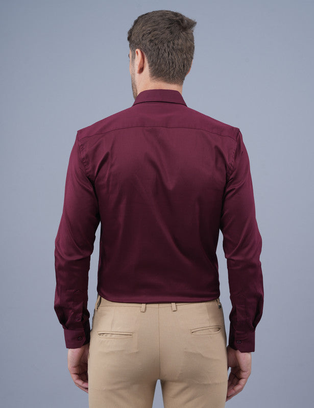 Burgundy Full Sleeve Satin Men Shirt