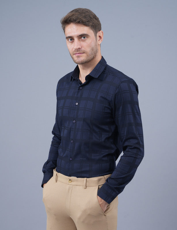 Buy Native Bull Dark Navy Small Checked Shirt