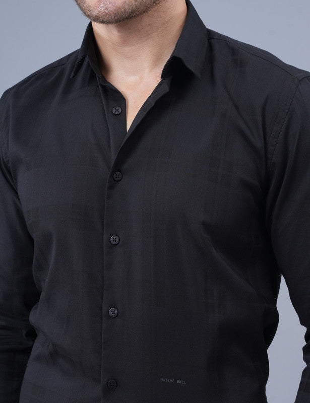 Shop Native Bull Black Plain Shining Material Shirt